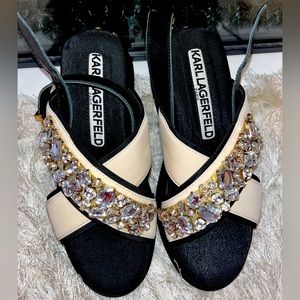 Karl Lagerfeld crisscross bling sandals size 8 women’s